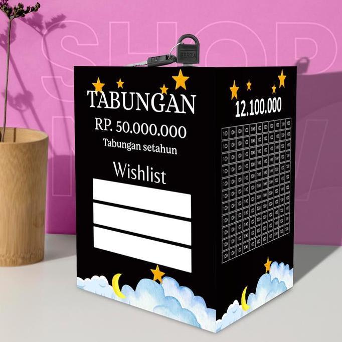 Sasti_sabinapermata - Celengan kotak kunci Celengam Target Jumbo Bahan Kayu MDF Anti Rayap Tabungan 