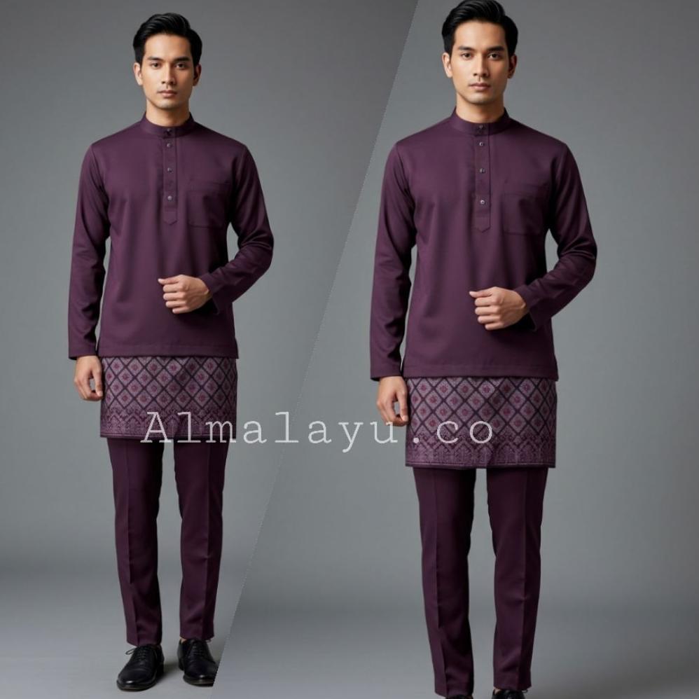 BIG PROMO SATU SET BAJU DAN CELANA MELAYU SATIN MENGKILAP TELUK BELANGA TERMURAH BAJU MELAYU PRIA BA