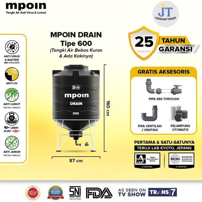 Terjangkau Toren Kuras Mpoin Plus 600 Liter Drain | Toren Air | Tandon Air