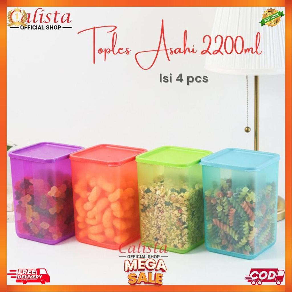 Calista Asahi Premium 2200Ml Toples Penyimpanan Makanan Set Isi 4Pcs Cod