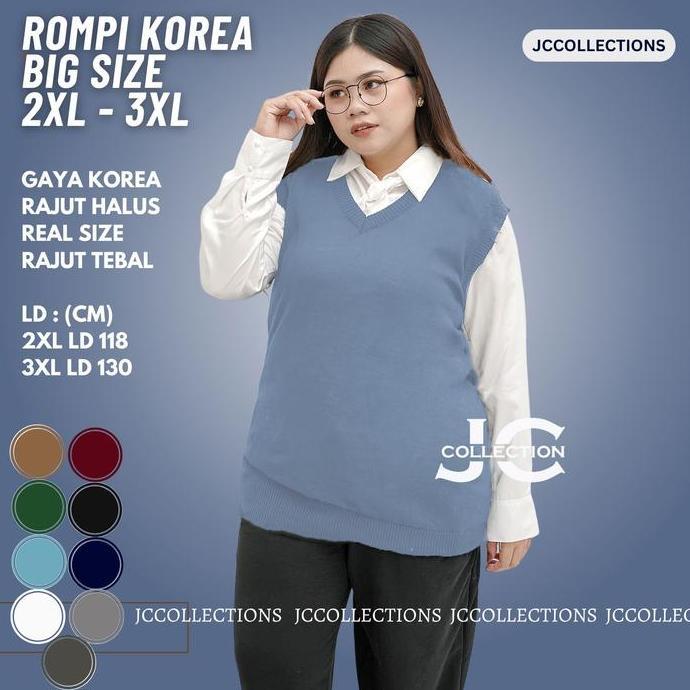 DA80 - Rompi Rajut Wanita Big Size 3XL Outer Vest Rajut Premium / Vest Knit Jumbo XXXL Korea Style