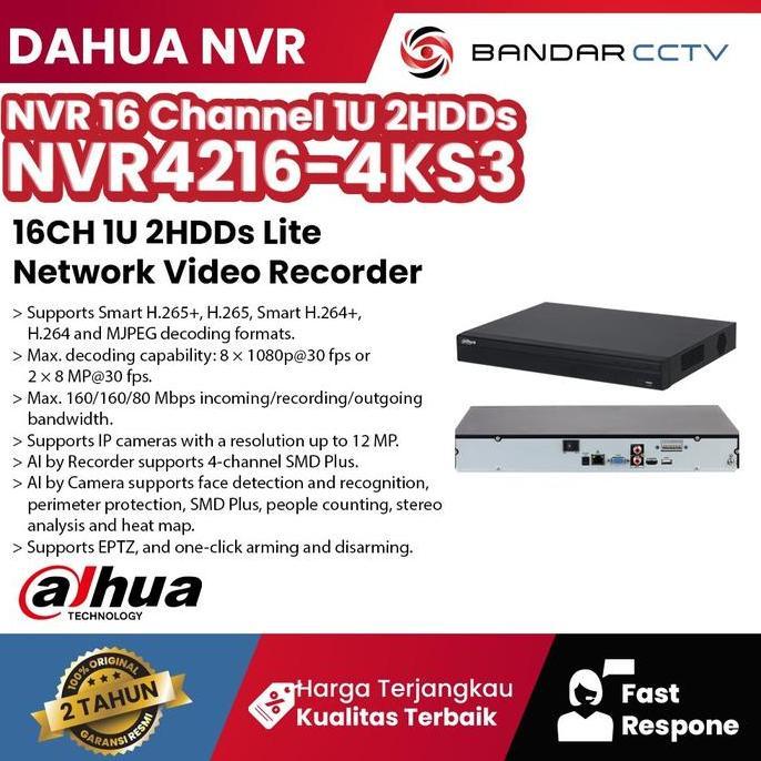 TERMURAH - DAHUA NVR4216-4KS3 NVR 16 CHANNEL