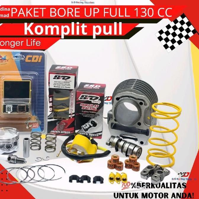 Terlaris Paket Bore Up Beat Karbu 130Cc Full Blok Set 53.Mm Cdi/Ecu Per Klep Swedia Per Kampas Klip 