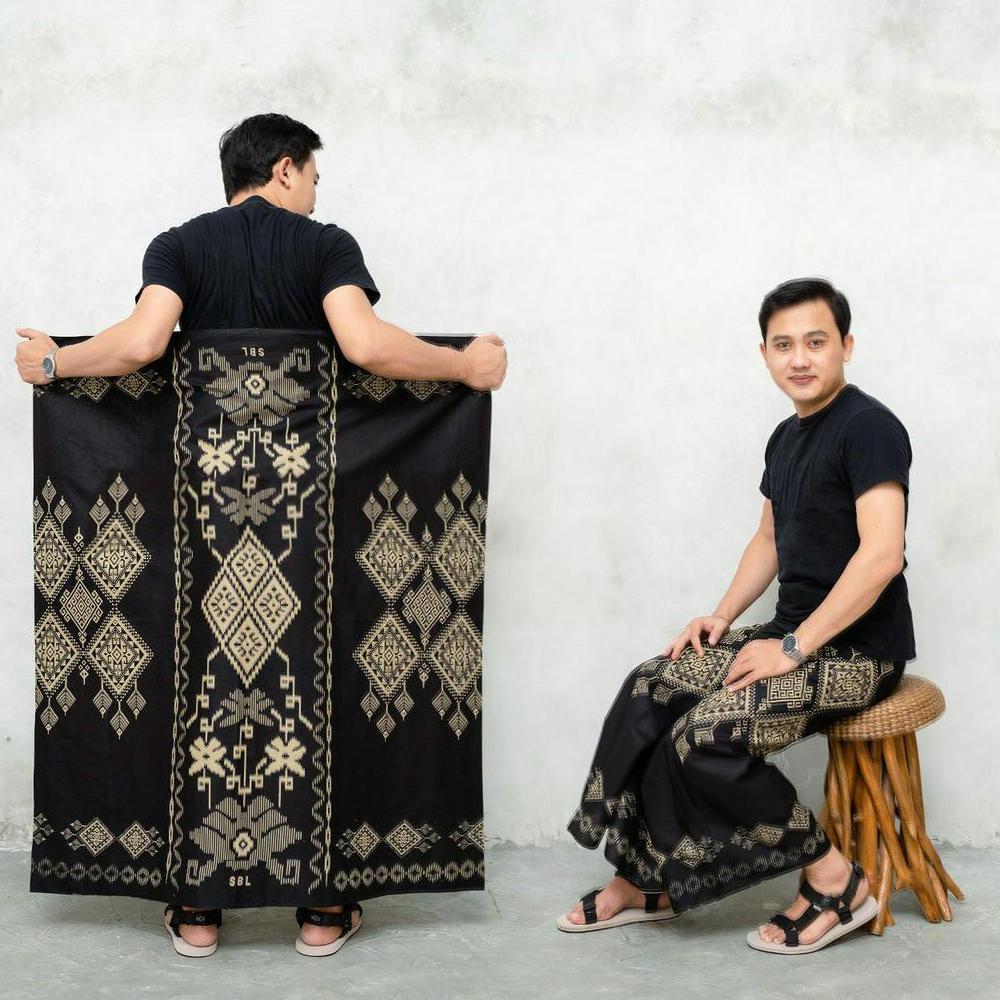 NEW DEALS Sarung Pria Motif Kaligrafi Kufi Batik Palaikat Sarung Pondok Sarung Sholat Sarung Batik P
