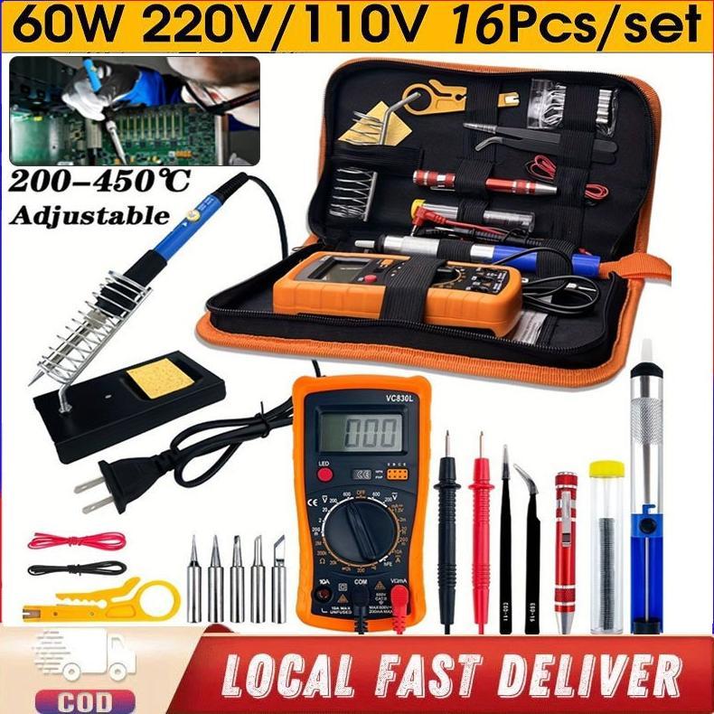 Set Solder Listrik Lengkap Dengan Solder 60 Watt Solder Set Lengkap Solder Kit 16 in 1 Solder Listri