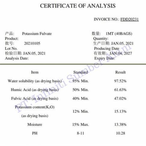 Potasium Fulvat Humate 25 kg TEG