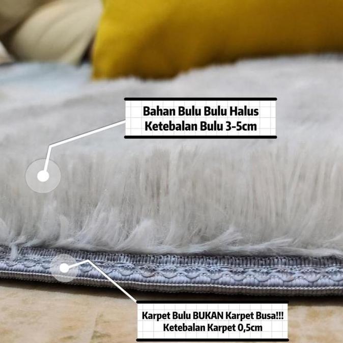 Fmly- Karpet Bulu Bulat Motif & Ombre Diamater 100Cm/Karpet Bulu Lantai Bulat Ambal Busa
