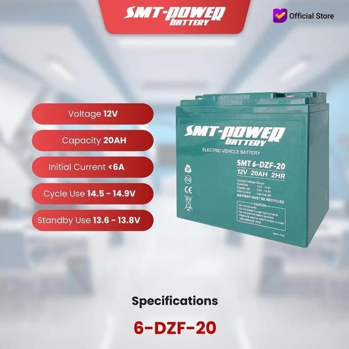 SMT-POWER Baterai UPS Samoto BATTERY KERING Aki Cas Batere Kering Selis SMT Power 6DZF20 12V 20Ah Se