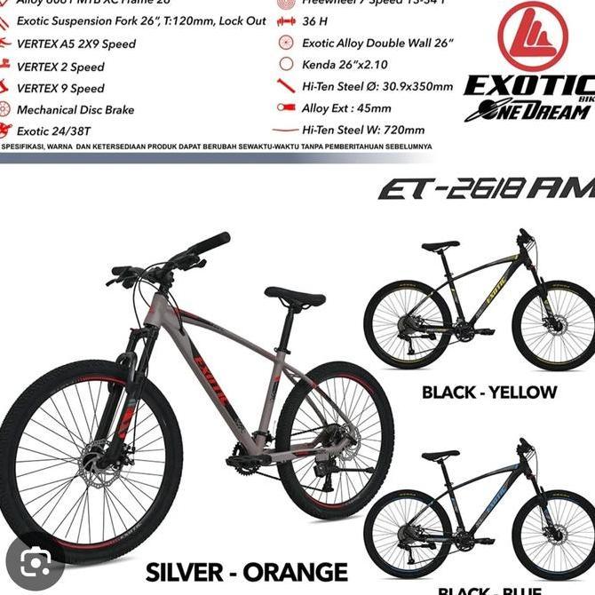Terlaris Sepeda Gunung Mtb Exotic 2618 Am Fl 2X9Sp Alloy 26 - 27,5 Inchi