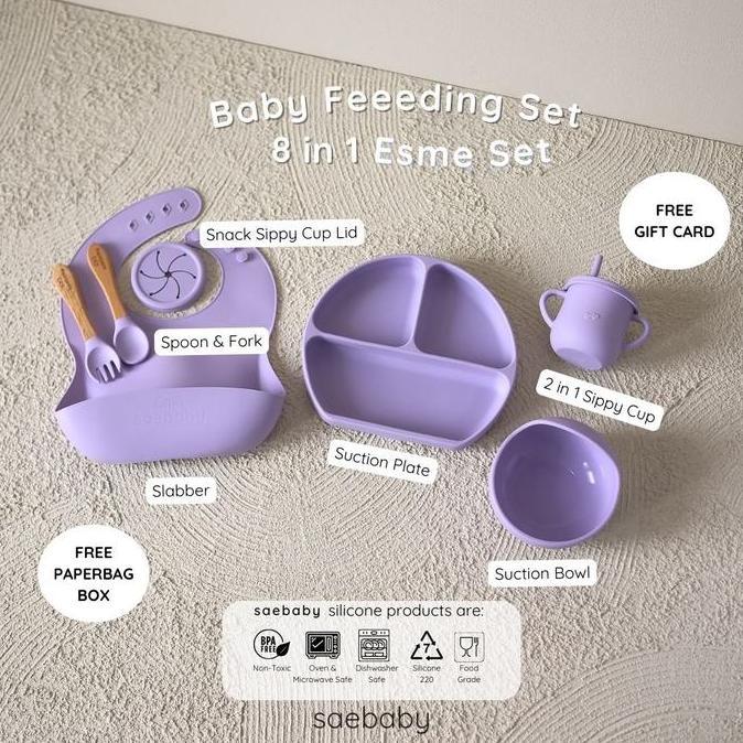 8pcs Hampers Baby Feeding Silicone Set, Set Alat Makan Bayi MPASI, Hampers Alat Makan Bayi , Hampers