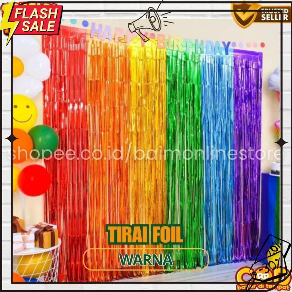 Tirai Foil Merah Putih Hijau Emas / Tirai Ulang Tahun Foil Curtain Import / Tirai Foil / Tirai Balon