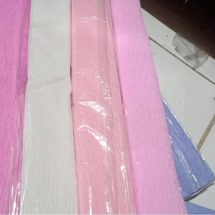 Italian Crepe Paper Flower Souvenir Kertas Krep Tebal Melar Ukuran 50cm x 250cm Biru Hijau Merah Put