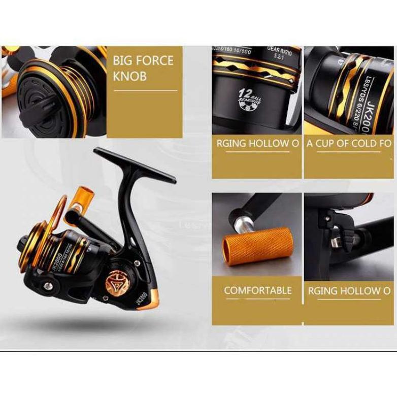 NEW LK/JK2000 Reel Pancing Spinning 5.2:1 Ball Bearing 13/12 /Rell Reel Rel Ril Riil Rill Gulungan P