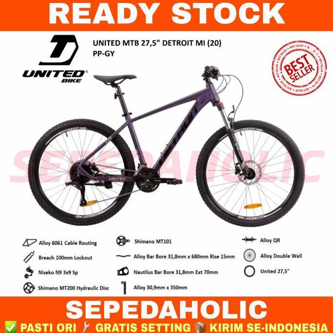 Terlaris Sepeda Gunung 27.5 Inch Mtb United Detroit Mi Alloy 3X9 Speed Hidrolik