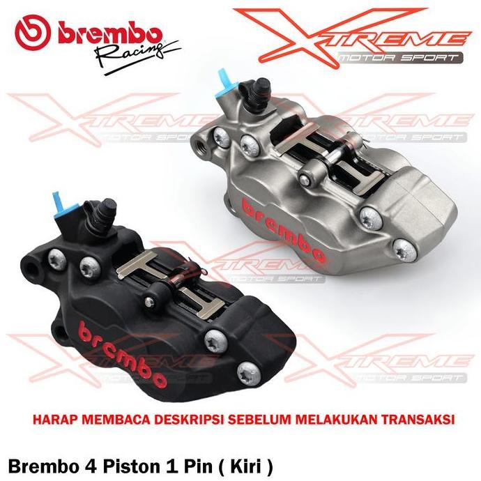 Kaliper Kiri Brembo 4 Piston 1 Pin 4P1P Gray / Black Sebelah Kiri Original Brembo Italy