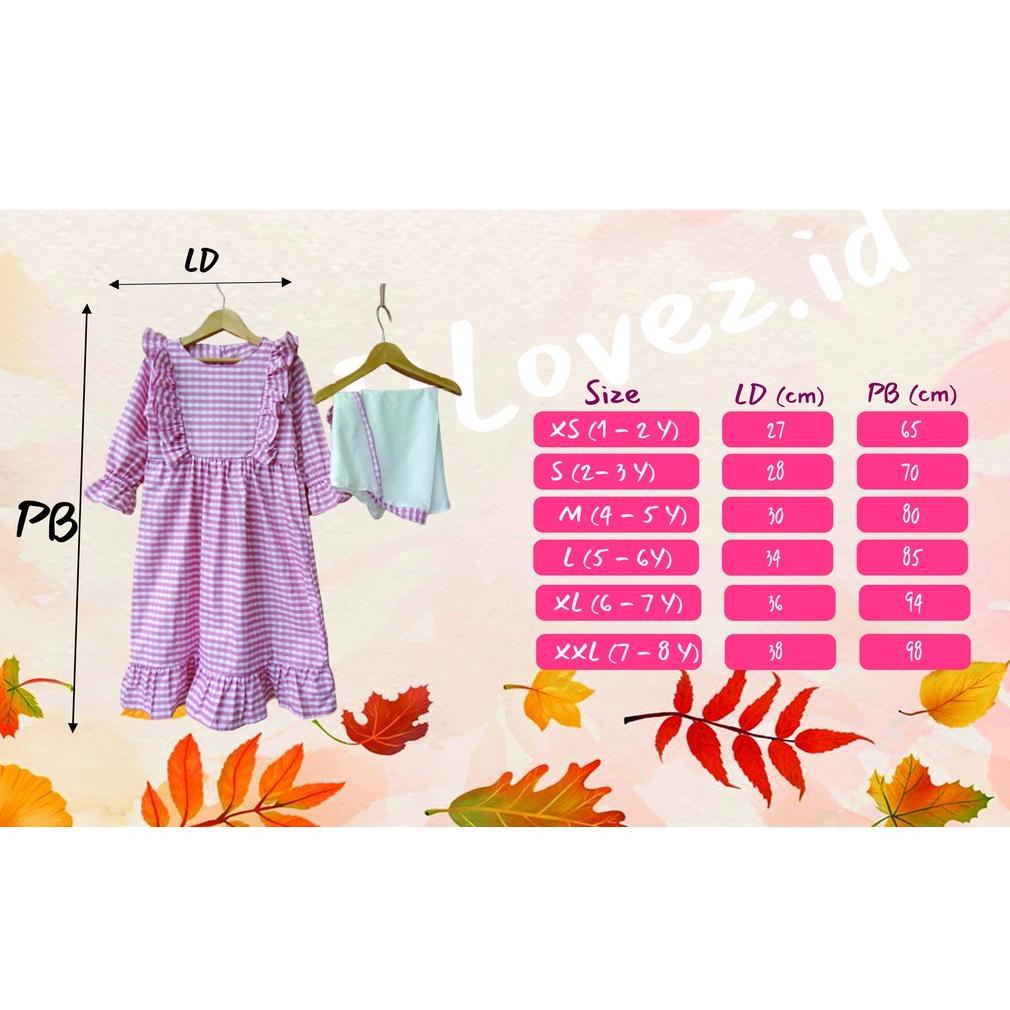 Promo  Set Gamis Anak Free Hijab Instan (1 - 14 Tahun) Kaira Set Gamis Katun