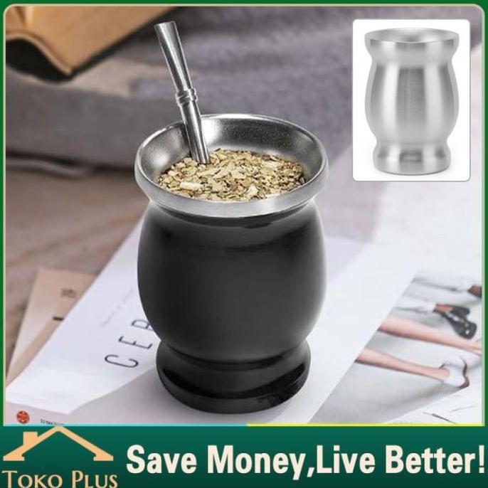 QWEKLY Yerba Mate Natural Gourd/Tea Cup Set Burgundy/Traditional Mate Cup