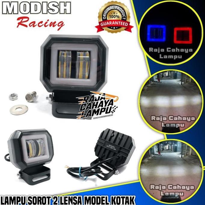 Lampu Tembak Sorot Cwl 2 Mata Lensa Plus Senja Biru Merah Model Kotak Bulat 12 Volt Universal Mobil 