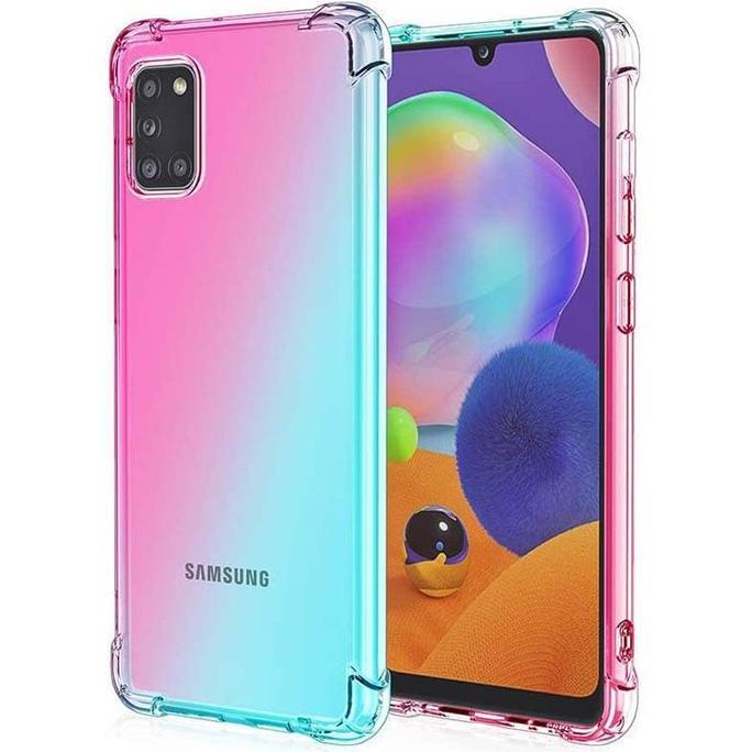 Shock Gradient Case Samsung Galaxy A31 for Samsung Galaxy A31 Casing Rainbow TPU Clear Soft Cover An