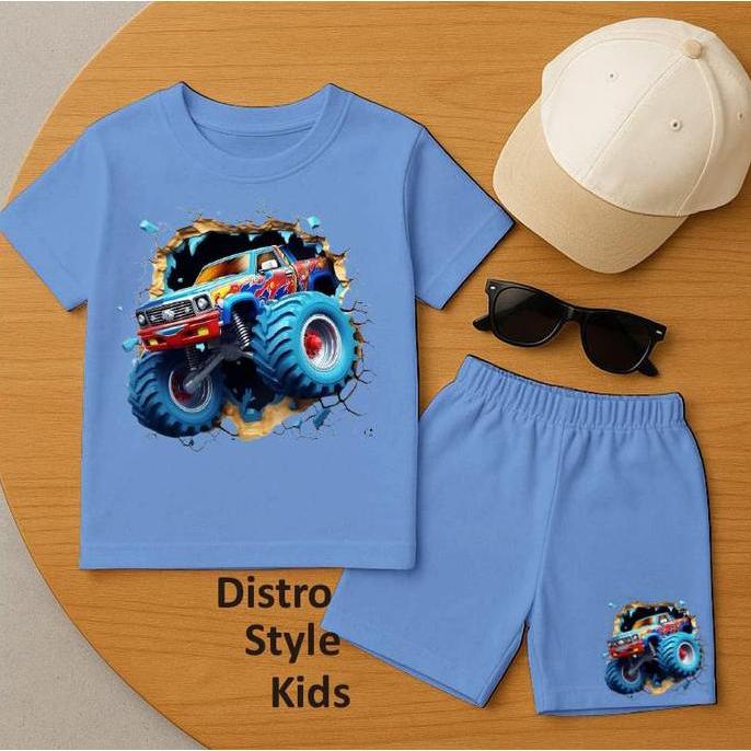 AI47 }} DISTRO STYLE KIDS-SETELAN ANAK LAKI LAKI GAMBAR MOBIL MONSTER TRUK EDISI TERBARU 1-8 TAHUN B
