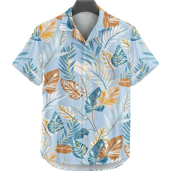 GOKS Baju Kemeja Motif Cewe Cowo Printing Oversize Pria Wanita Outdoor 537 BUNGA EMAS HM