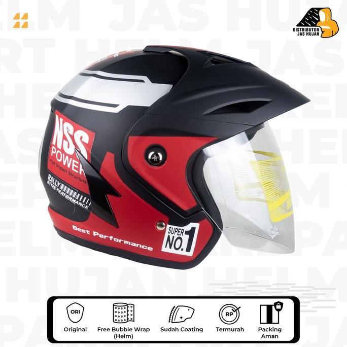 Helm Ukuran Besar XL XXL Motif NSS Black Red Doff