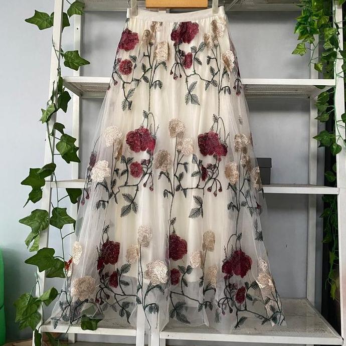 ROK TUTU 3D ROSES MOTIF TIMBUL PREMIUM IMPORT / ROK TUTU BUNGA IMPORT HS