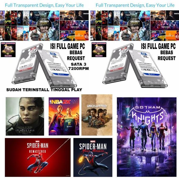Hardisk Eksternal Transparan 500GB 1TB FULL GAME PC SUDAH TERINTALL HAP