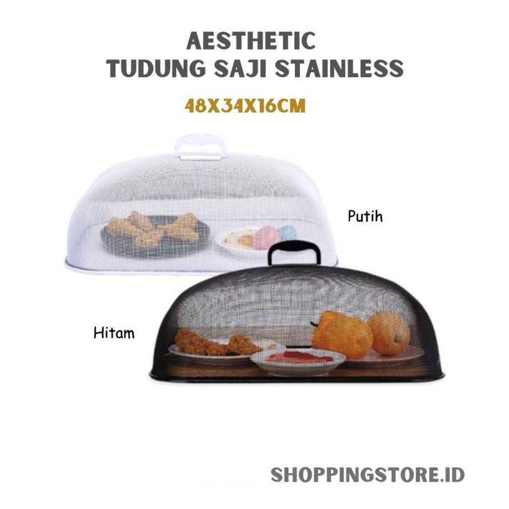 TERBARU Tudung Saji Stainless Kotak Bulat Putih Estetik