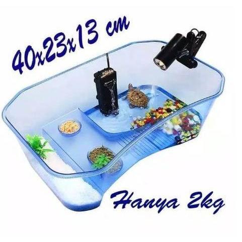 KIKI_GROSIR - AQUARIUM KURA KURA WADAH KANDANG KURA AIR / TURTLE AQUARIUM WITH BASKING KANDANG RES