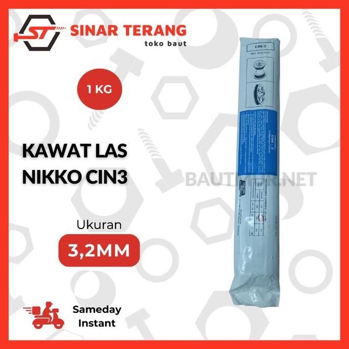 (1KG) Kawat Las Nikko Cin3 3.2mm x 300mm - Kawat las Besi Cor Ancuran