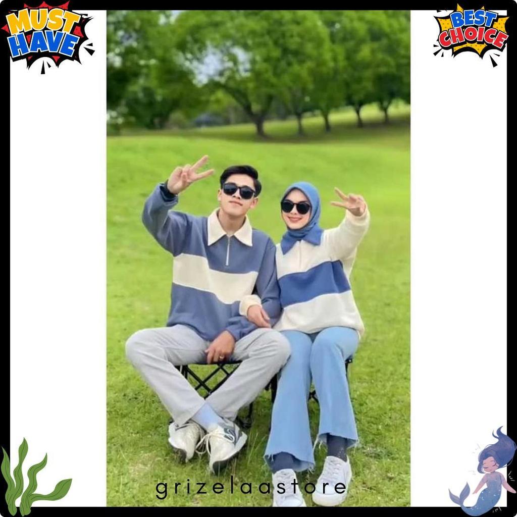 Rugby Couple Sweater Kombinasi - Baju Couple Pasangan Kekinian Pria Wanita Diskon Imlek