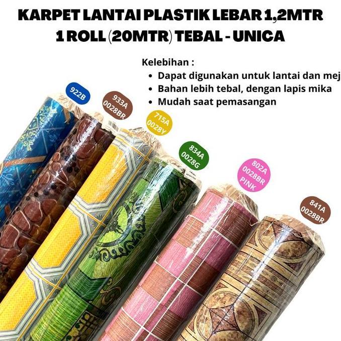 Baru Karpet Vinyl Kapet Plastik Meteran 1,2 M Tebal Unica 1 Rol (20 Meter)