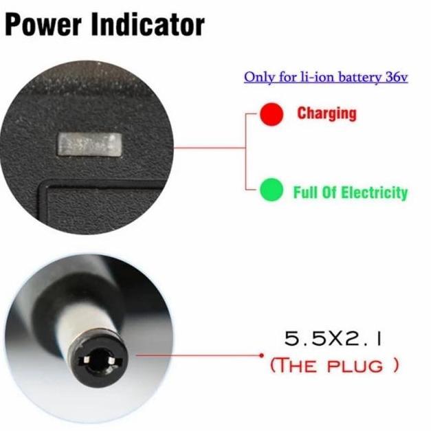 charger 36v lithium output 42v 2A scooter listrik cas casan sparepart