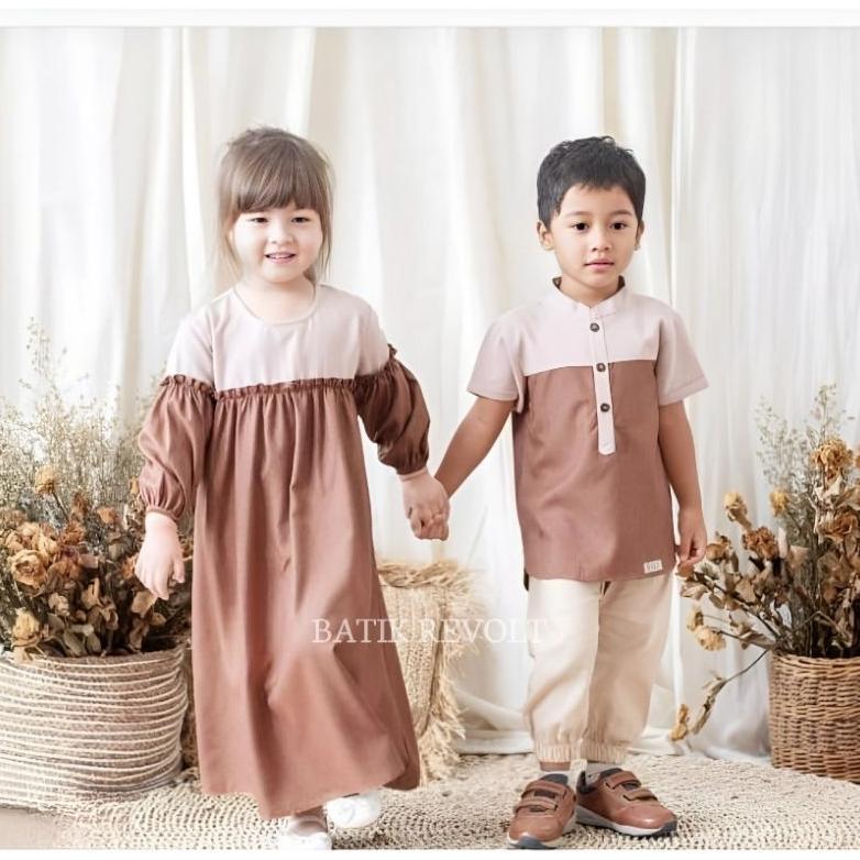 Grade Ori Baju Anak Muslim Couple Anak Laki Laki Perempuan Pakaian Couple Anak Gamis Anak Perempuan 