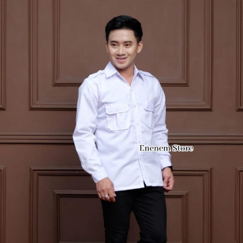 TERBARU  Seragam PDH Pria Putih Lengan Panjang Baju DinasPutih Pria Japan Drill Baju Dinas Pegawai S