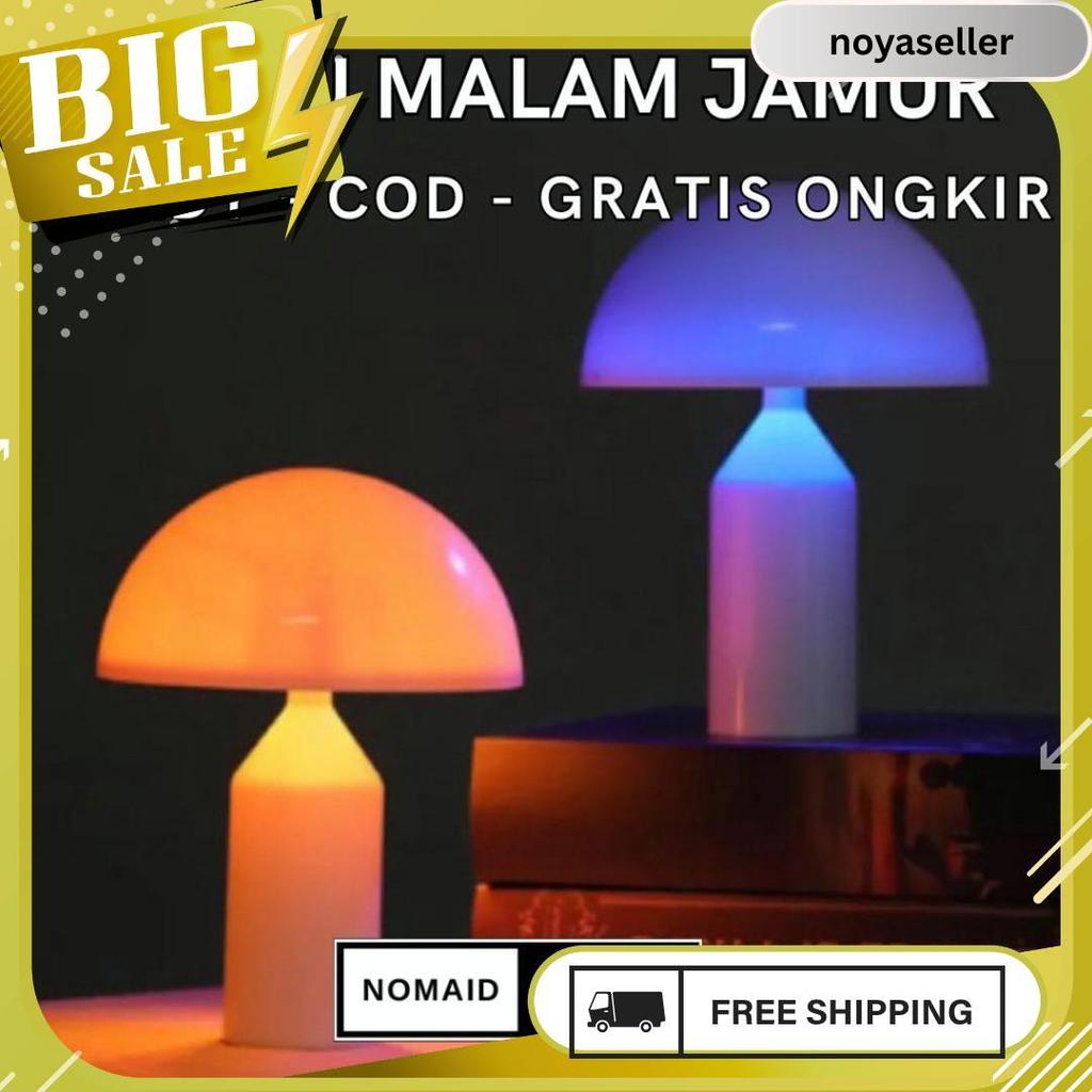 Nomaid.Id - Lampu Tidur Led Bentuk Jamur [Gratis Baterai Aa 2] - Lampu Meja Unik Cocok Untuk Pajanga