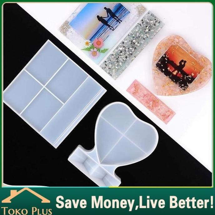 ORIZA Cetakan Resin Cetakan Bingkai Foto Bentuk Hati Epoxy Craft Bingkai Foto Photo Frame Kotak Vint