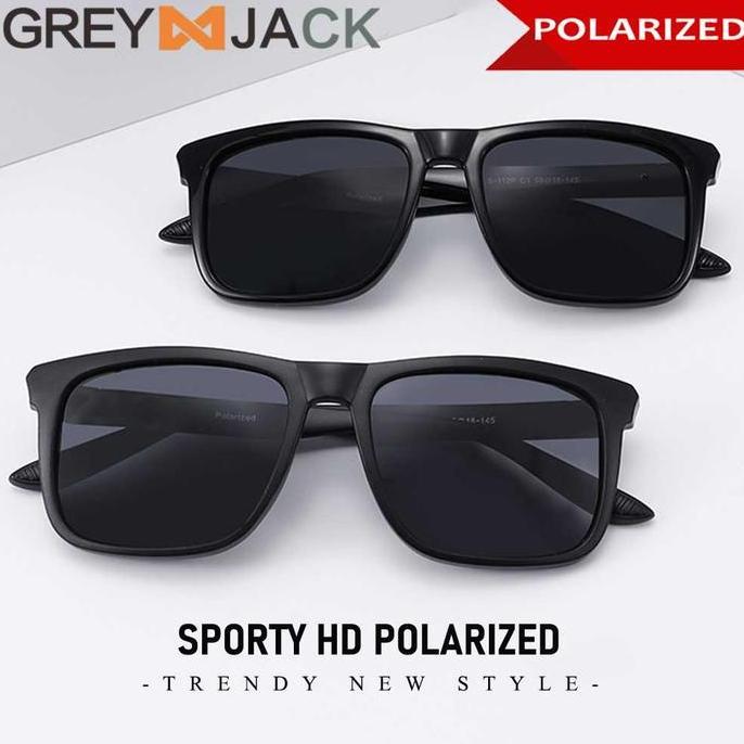 JALACA Grey Jack Kacamata Sunglasses Polarized Model Kotak Bold Bahan TR90 Style Pria Wanita Anti Si