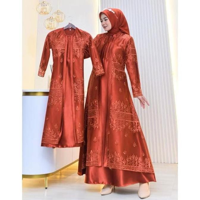 Citra Kebaya02 - Gamis Lebaran Couple Ibu Anak Perempuan 2025 Saten Cristal Premium Mix Tille Sapto 