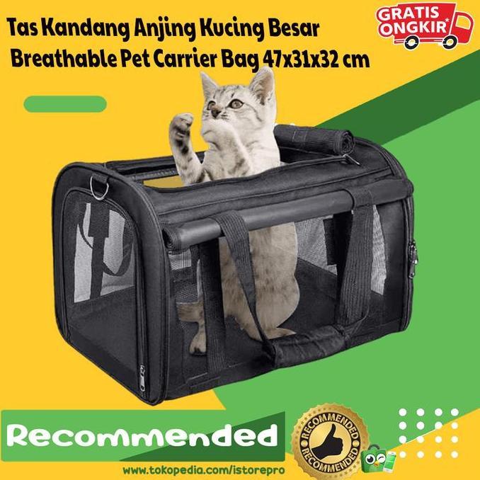 Tas Kandang Anjing Kucing Besar Breathable Pet Carrier Bag 47X31X32 Cm Kualitas Premium
