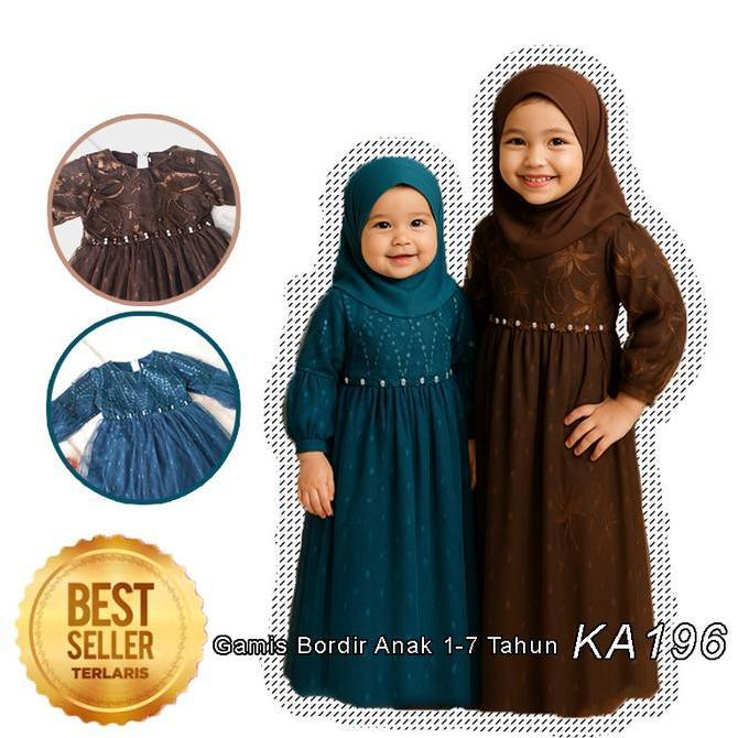 Gaun Muslim Mahogany Anak Perempuan 2 Tahun Baju Anak Muslim Terbaru 2026 Dress Bordir Elegan Mewah 