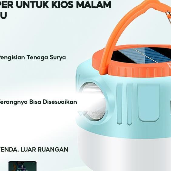 Winland Lampu Emergency Solar Tahan Lama Led Gantung Portable Tenaga Surya Bohlam  Cas Usb Baterai L