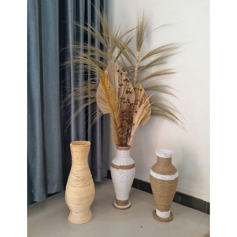 paket lengkap terjangkau+ bunga kering hiasan sudut ruangan dengan vas guci ukuran 50cm | dekorasi r