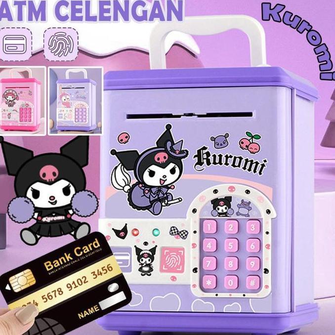 HOT SALE Kuromi/StellaLou/My Melody Celengan Elektrik Mainan Sidik Jari Kata Sandi Celengan ATM Main