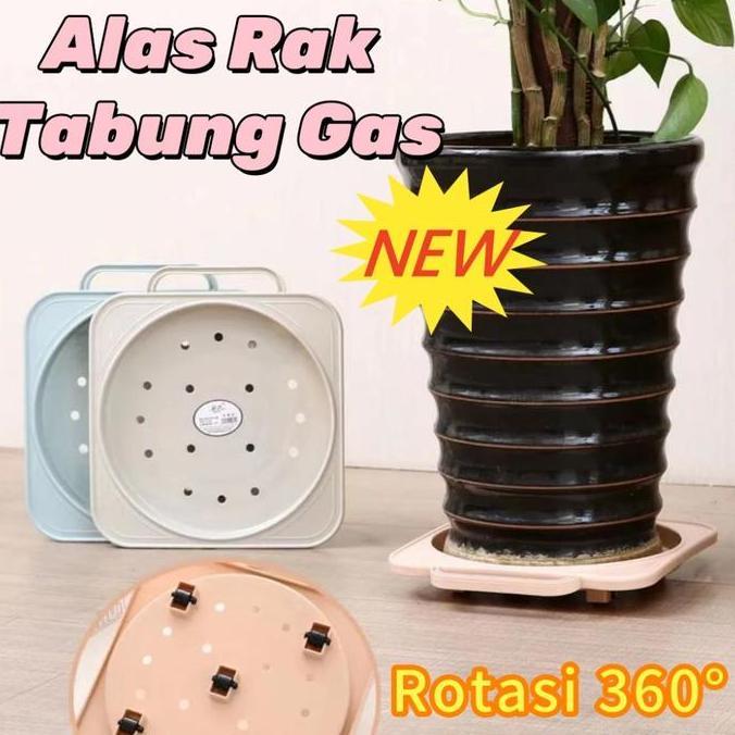 Alas Rak Tabung Gas/ Gas Tatakan Tray/Rak Tabung Gas Alas Roda Tabung Gas Plastik Rak Pot Bunga Teba
