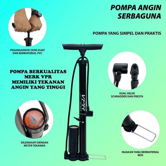 Pompa Angin Sepeda Motor  mobil Kompa Kumpo Sepedah Bola Tangan Standart Hitam/pompa Angin Tabung PO