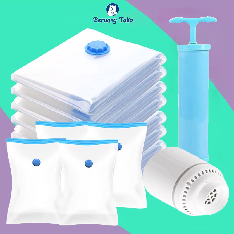 Vacuum Bag Travel/Alat Vacum Baju Dan Plastik Nya/Plastik Kompresi Vakum/Plastik Vacum Baju/Vakum Ba