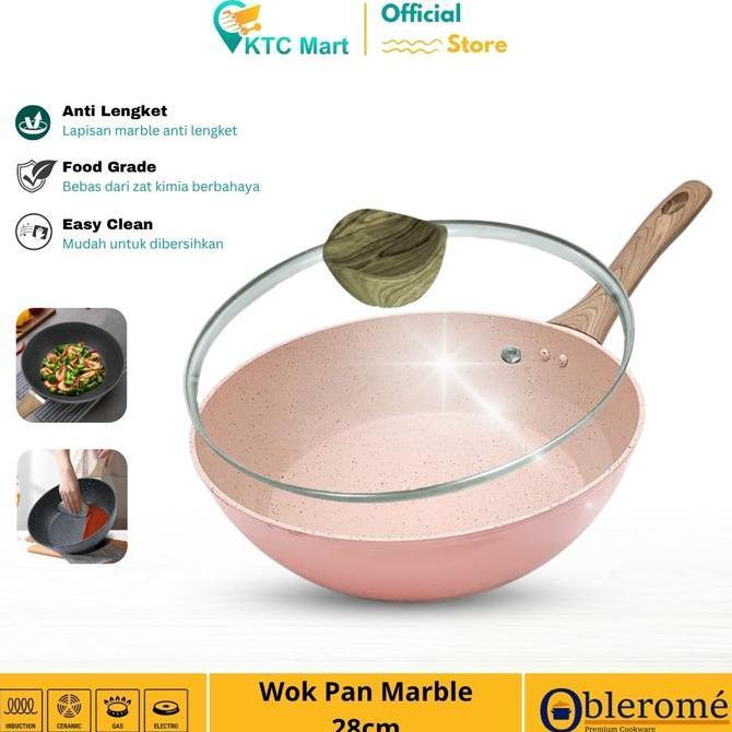 - Deep Pan Marble Granite 28 Cm + Tutup Kaca Wok Pan Granite Allshop