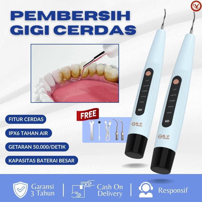 Alat Pembersih Gigi Ultrasonik Karang Gigi Noda Kuning 5 Mode Mudah Tanpa Rasa Sakit Type C Pembersi